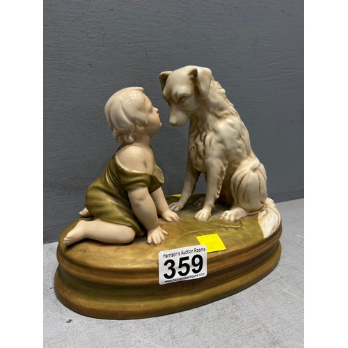 359 - Royal dux figurine child with dog