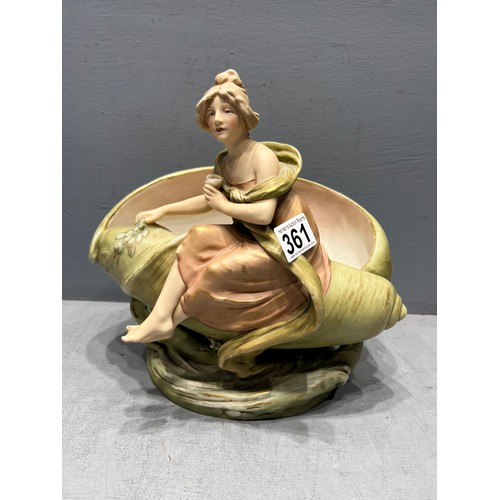 361 - Royal dux art nouveau centre piece maiden sat on shell