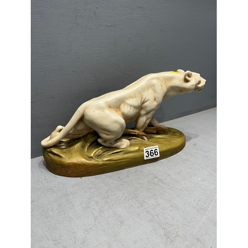 366 - Large royal dux art nouveau centre piece 'lioness'