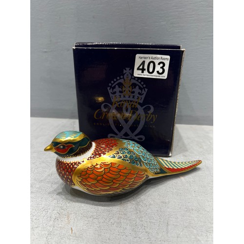 403 - Royal crown derby woodland pheasant boxed