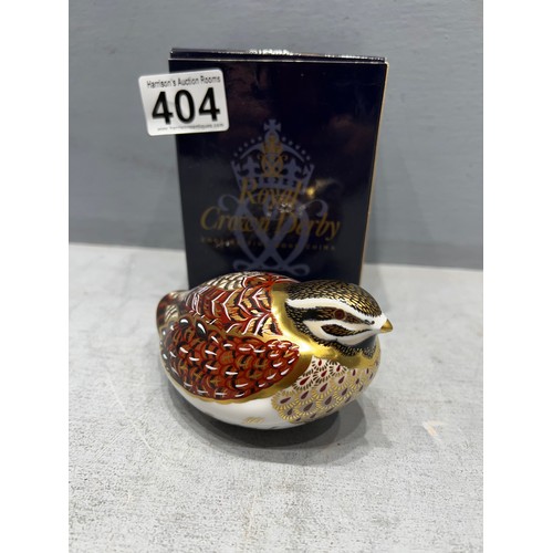 404 - Royal crown derby dappled quail gold stopper boxed