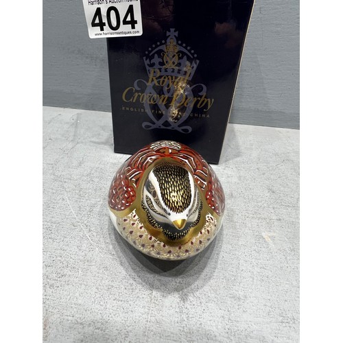 404 - Royal crown derby dappled quail gold stopper boxed