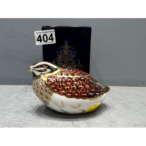 404 - Royal crown derby dappled quail gold stopper boxed