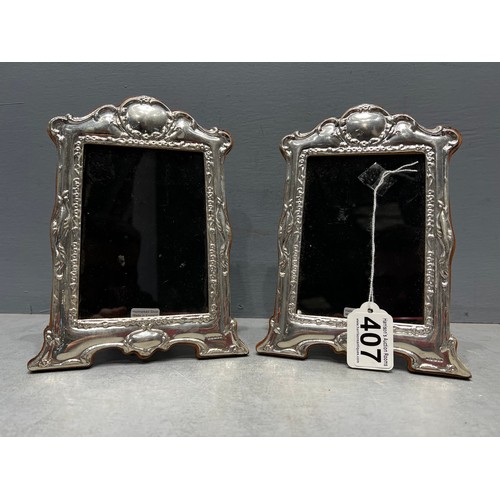 407 - Pair silver deco style photo frames