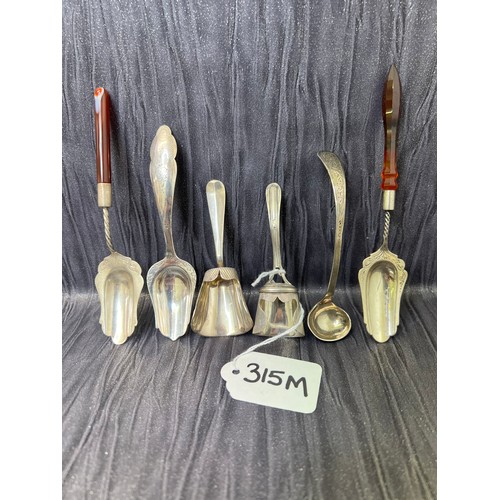 315M - 6x Silver caddy spoons 76g