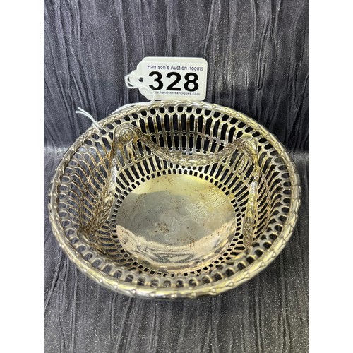 328 - Silver lattice design bowl 141g