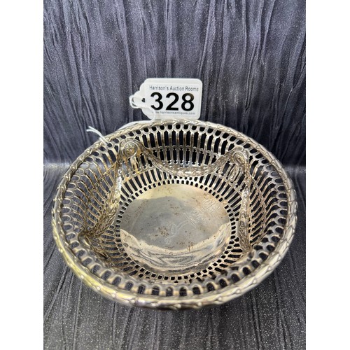 328 - Silver lattice design bowl 141g