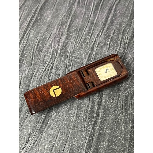 421 - Van cleef Cuban mahogany domino watch/travel clock with gold inset