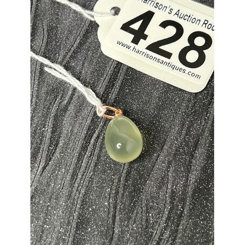 428 - 14ct Gold top jade egg pendant