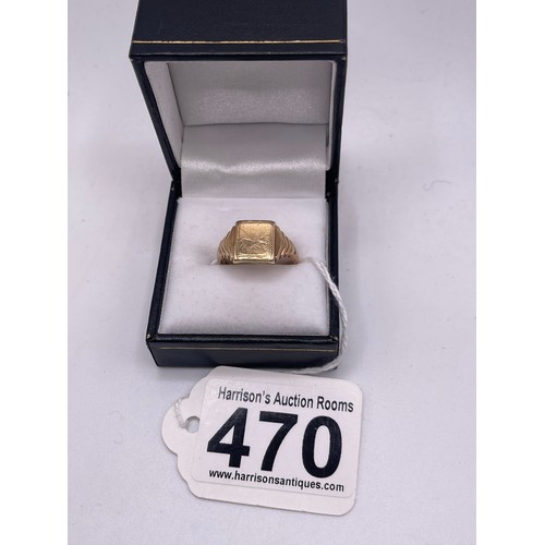 470 - 9ct Gold signet ring size P 4.1g