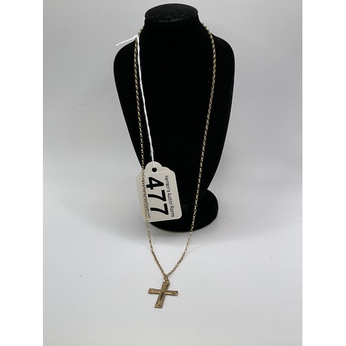 477 - 9ct Gold chain with 9ct gold cross 20