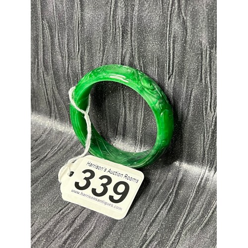 339 - Carved jade bangle