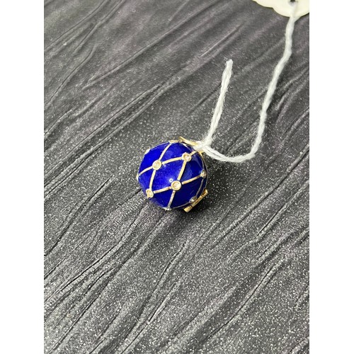 371 - Silver blue enamel ball locket