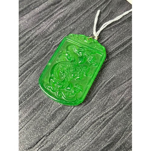 386 - Gold top jade pendant