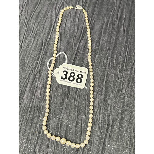 388 - String pearls & white gold clasp