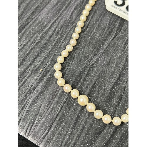 388 - String pearls & white gold clasp