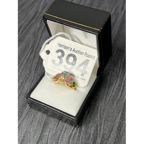 394 - 14ct Gold multi stone ring