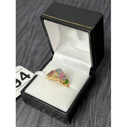 394 - 14ct Gold multi stone ring