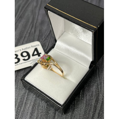 394 - 14ct Gold multi stone ring