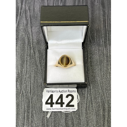 442 - 9ct Gold Gents Ring 5.5g total weight