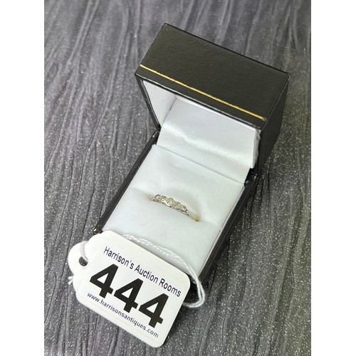 444 - 18ct Gold Platinum & diamond Ring size O 1.9g total weight