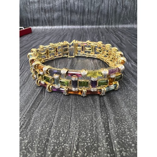 453 - Bellari 18ct gold matching bracelet, pendant, ring from ultimate coloured stone collection ring size... 