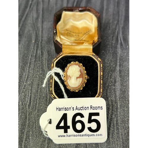 465 - 9ct Gold large cameo ring size M/N 4.4g gross