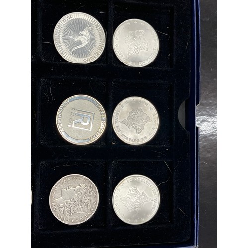 315C - Tray silver etc coins American dollars etc