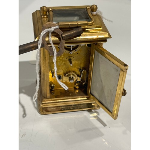 330B - Small brass & enamel carriage clock