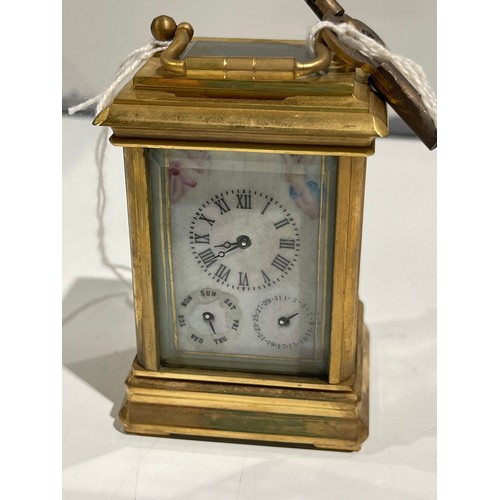 330B - Small brass & enamel carriage clock