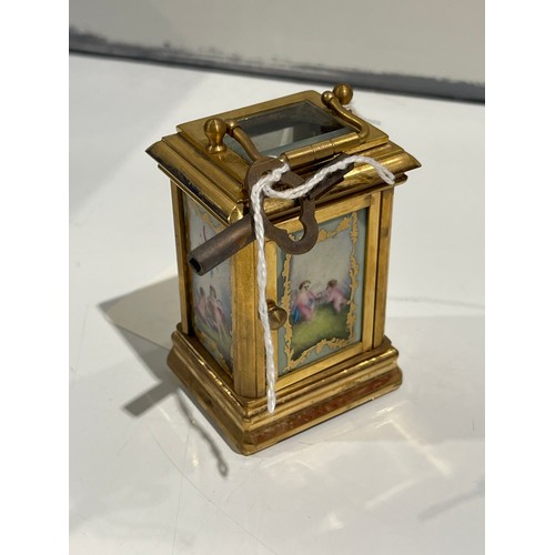 330B - Small brass & enamel carriage clock