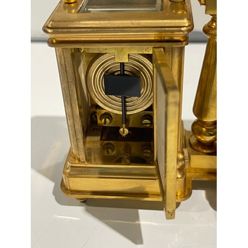 330C - Brass & enamel twin carriage clock and barometer