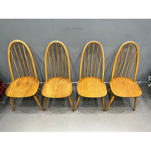 675A - 4 Blonde ercol Quaker chairs