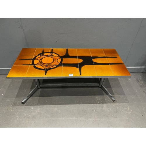 675B - Orange adri mid century tiled coffee table