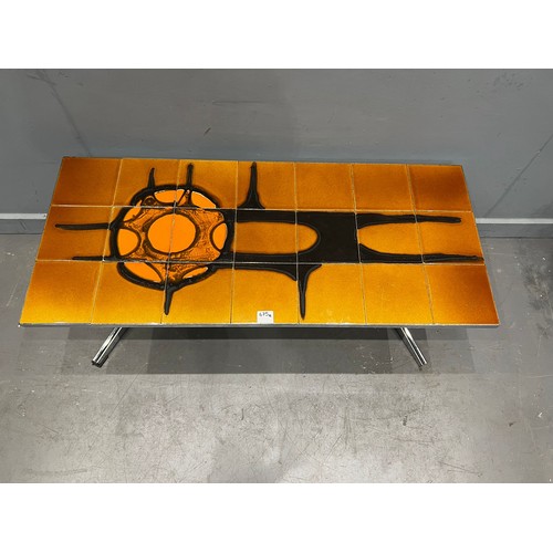 675B - Orange adri mid century tiled coffee table