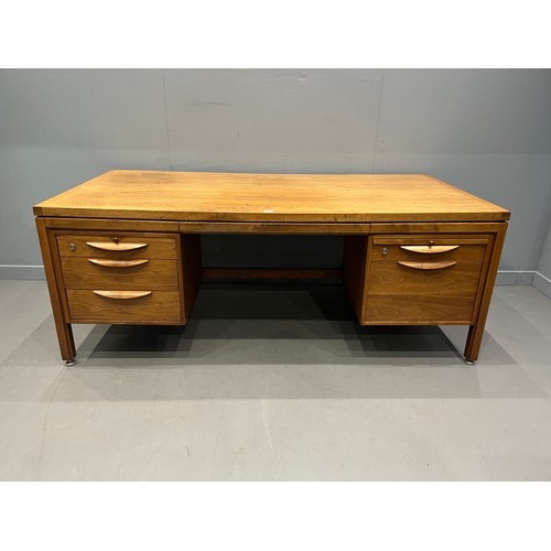 12 - Jens Risom Mid Century Twin Pedestal Executive desk for Risom designs