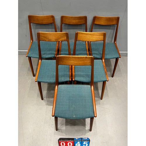 45 - 6 Ultra rare danish 'boomerang' dining chairs by Alfred Christensen for slageise mobelvaerk