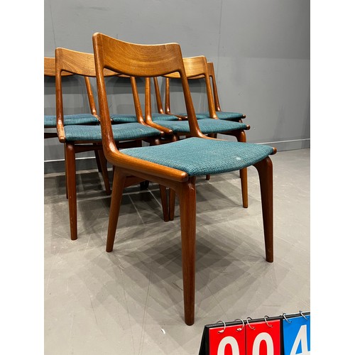 45 - 6 Ultra rare danish 'boomerang' dining chairs by Alfred Christensen for slageise mobelvaerk