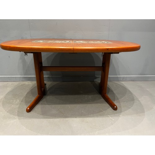 97 - Danish oval tile top dining table by AM mobler