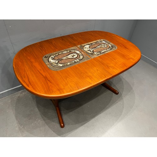 97 - Danish oval tile top dining table by AM mobler