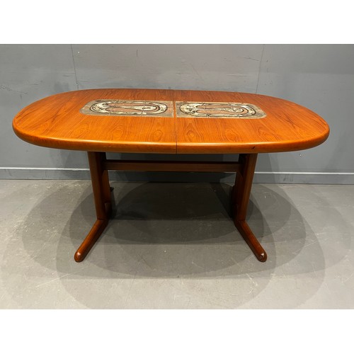 97 - Danish oval tile top dining table by AM mobler