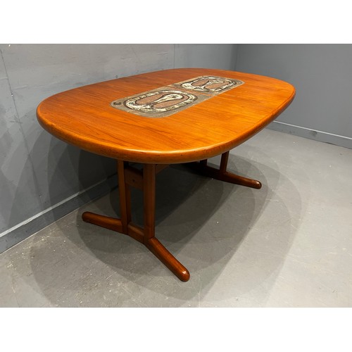 97 - Danish oval tile top dining table by AM mobler