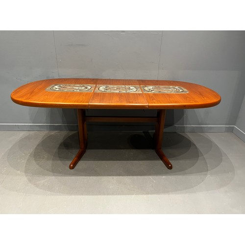 97 - Danish oval tile top dining table by AM mobler