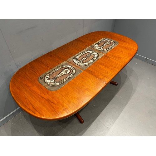 97 - Danish oval tile top dining table by AM mobler