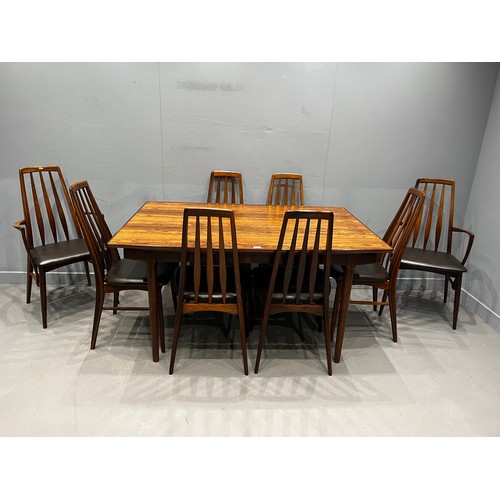 106 - Danish rosewood dining table by Arne vodder for Vamo sonderborg + 8 rosewood dining chairs by Niels ... 