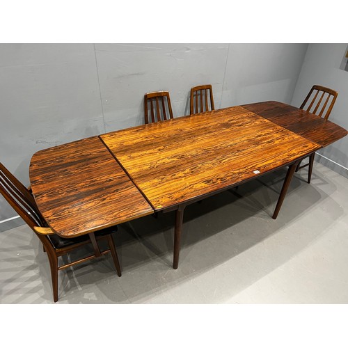 106 - Danish rosewood dining table by Arne vodder for Vamo sonderborg + 8 rosewood dining chairs by Niels ... 