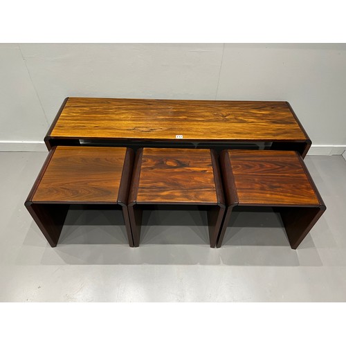 117 - Danish RARE coffee table + nest of 3 by jensen forkjaer