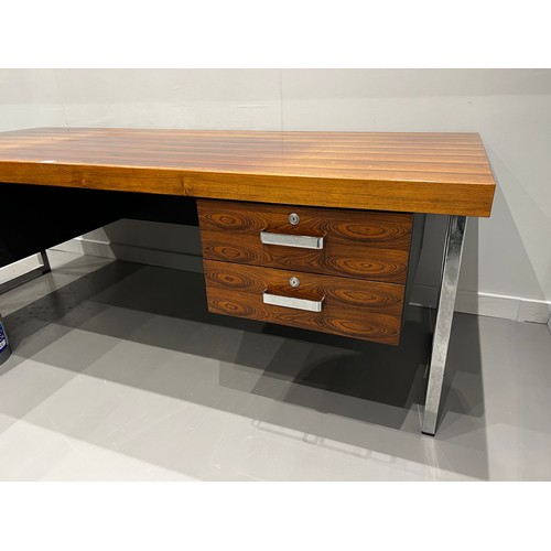 122 - Gordon Russel rosewood & chrome large desk