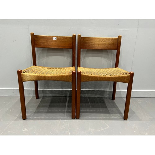 136 - Pair of papercord Danish dining chairs by Poul M. Volther for Frem Rojle