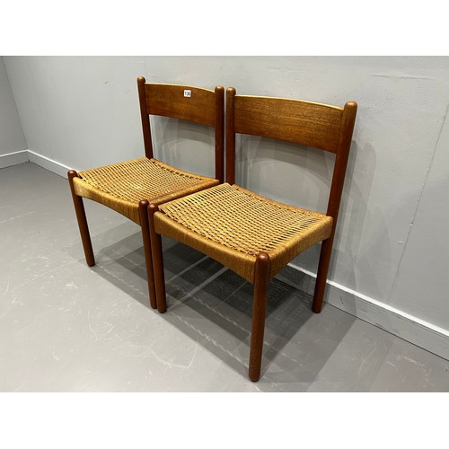 136 - Pair of papercord Danish dining chairs by Poul M. Volther for Frem Rojle